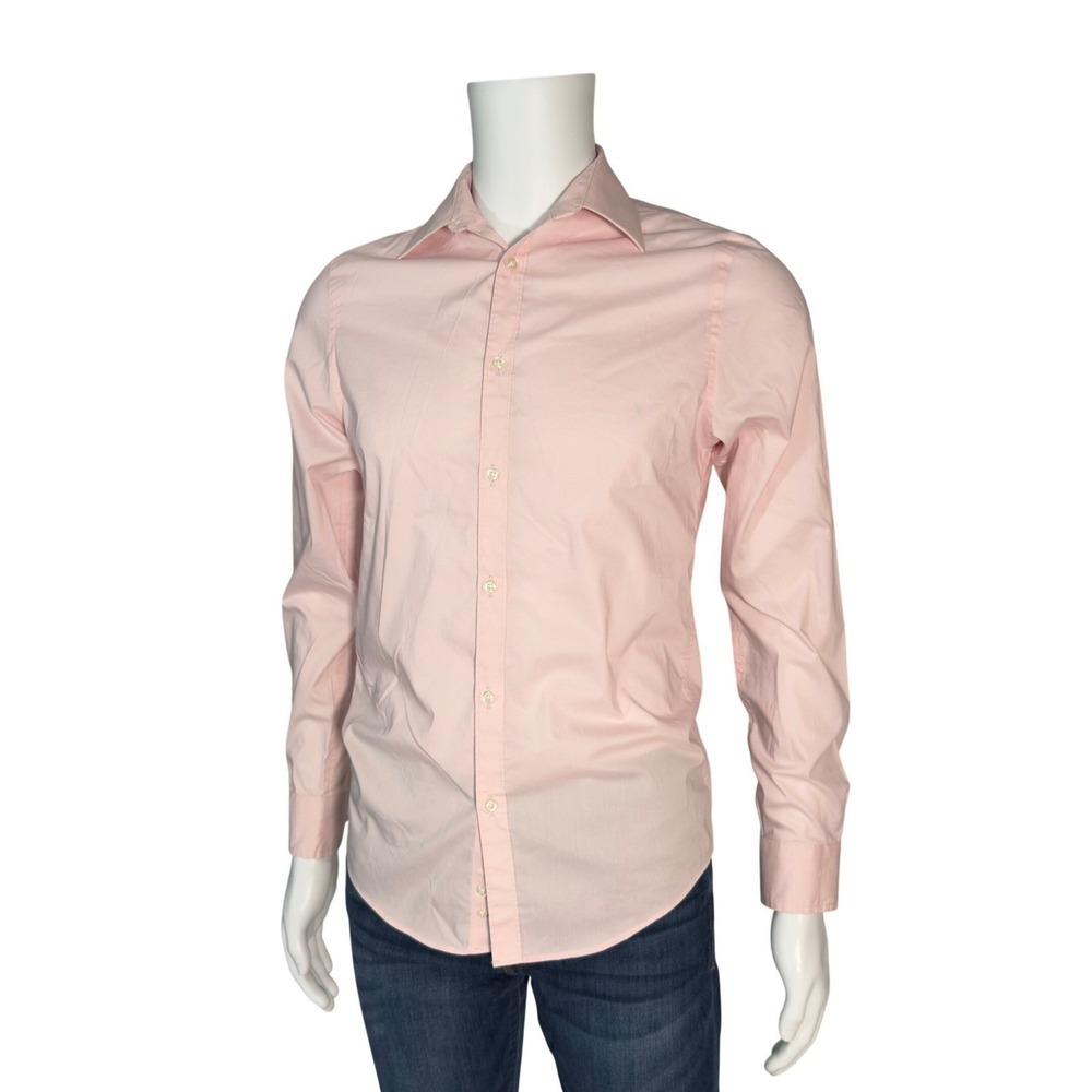 Egara Dress Shirt Mens 14.5 32-33 Pink Excellent Extreme Slim Fit Stretch